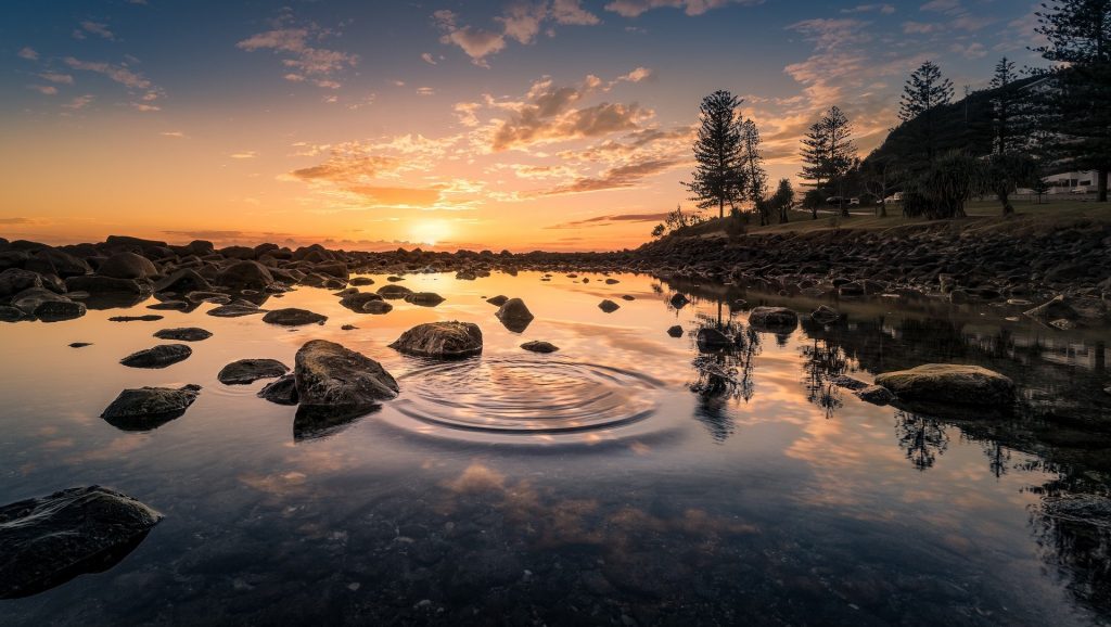 Landschaftsfotografie mit See, Bergen und weiter Schärfentiefe