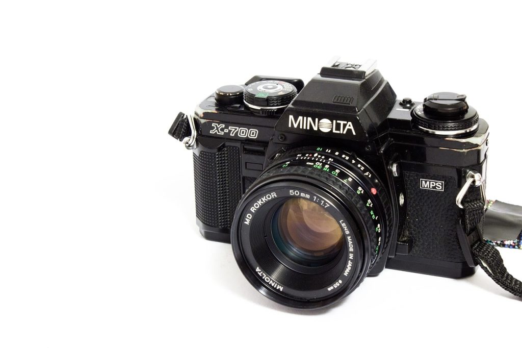Analoge Minolta X-700 Kleinbildkamera für Schwarzweißfotografie